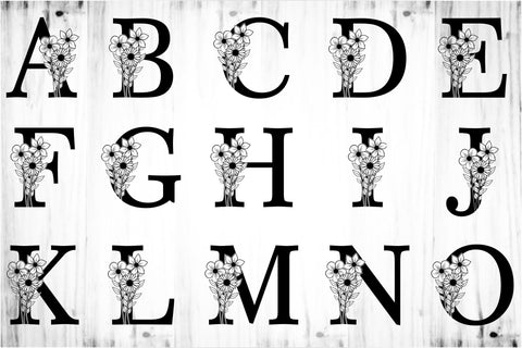 Flower Monograms Letter SVG Files Design, Floral alphabet Monogram SVG Set A-Z, Wedding Fonts SVG Designs, SVG D2PUTRI Designs 