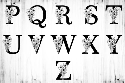 Flower Monograms Letter SVG Files Design, Floral alphabet Monogram SVG Set A-Z, Wedding Fonts SVG Designs, SVG D2PUTRI Designs 