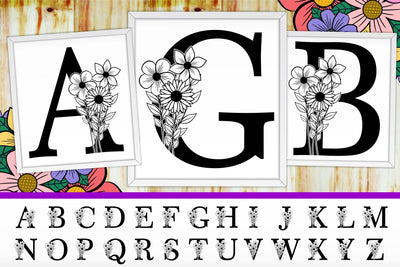 Flower Monograms Letter SVG Files Design, Floral alphabet Monogram SVG Set A-Z, Wedding Fonts SVG Designs, SVG D2PUTRI Designs 