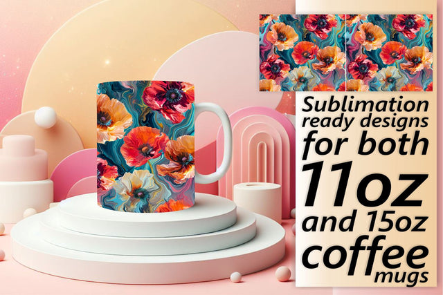 Flower Mug Sublimation Wrap 3D Sublimation afrosvg 