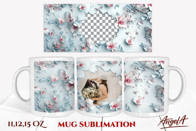 Flower mug wrap / floral frame sublimation / broken wall PNG Sublimation Angelina Semenova 