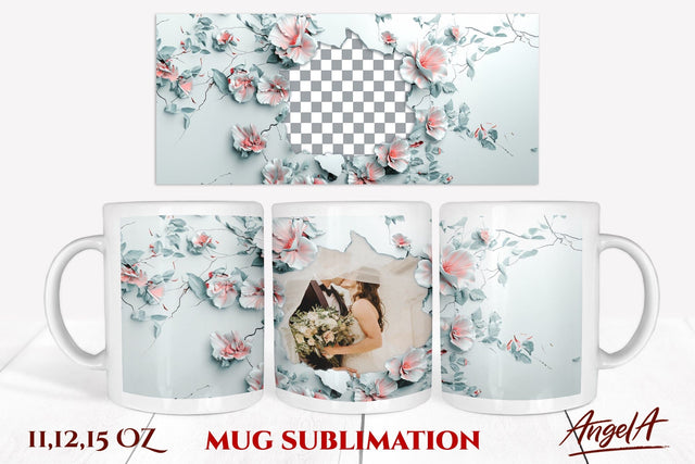 Flower mug wrap / floral frame sublimation / broken wall PNG Sublimation Angelina Semenova 