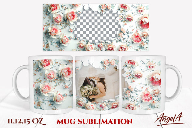 Flower mug wrap / floral frame sublimation / broken wall PNG Sublimation Angelina Semenova 