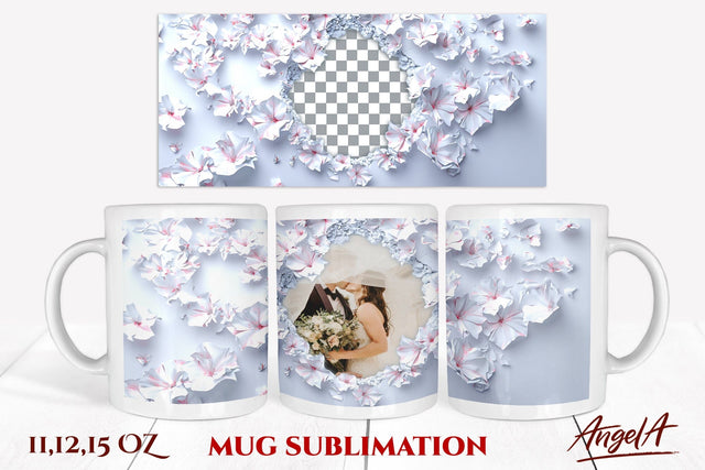Flower mug wrap / floral frame sublimation / broken wall PNG Sublimation Angelina Semenova 
