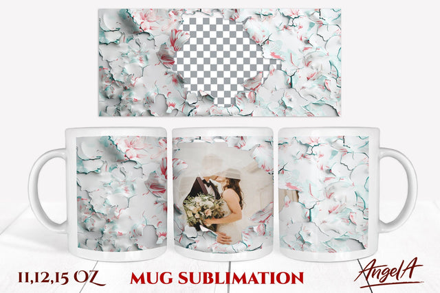 Flower mug wrap / floral frame sublimation / photo frame mug Sublimation Angelina Semenova 
