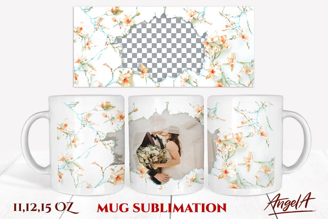 Flower mug wrap / floral frame sublimation / photo frame mug Sublimation Angelina Semenova 
