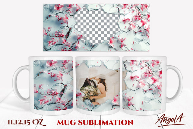 Flower mug wrap / floral frame sublimation / photo frame mug Sublimation Angelina Semenova 