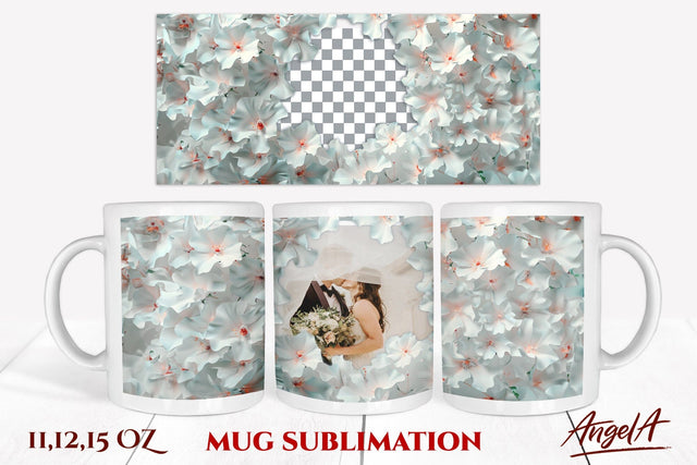 Flower mug wrap / floral frame sublimation / photo frame mug Sublimation Angelina Semenova 