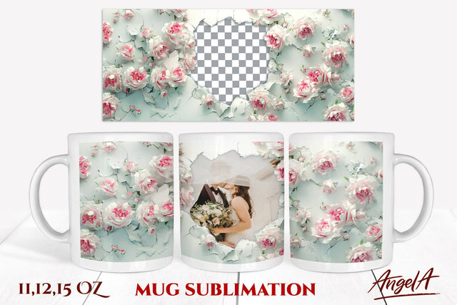 Flower mug wrap / floral frame sublimation / photo frame mug Sublimation Angelina Semenova 