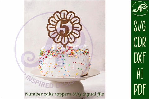 Flower number cake toppers, 16 designs SVG laser cut SVG APInspireddesigns 