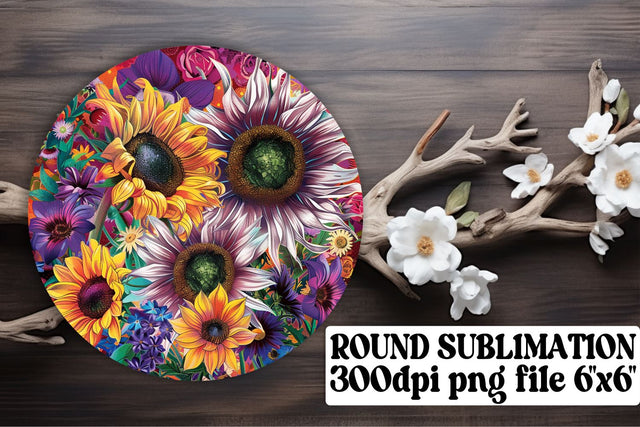 Flower Ornaments Car Coaster Finesse Keychain PNG Sublimation afrosvg 