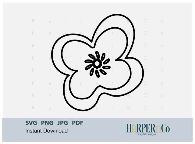 Flower Outline 1 SVG PNG Cut EPS File SVG HarperNCo 