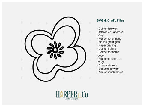 Flower Outline 1 SVG PNG Cut EPS File SVG HarperNCo 