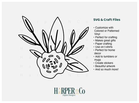 Flower Outline 12 SVG PNG Cut EPS File SVG HarperNCo 