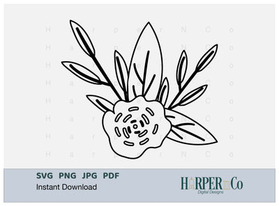 Flower Outline 12 SVG PNG Cut EPS File SVG HarperNCo 