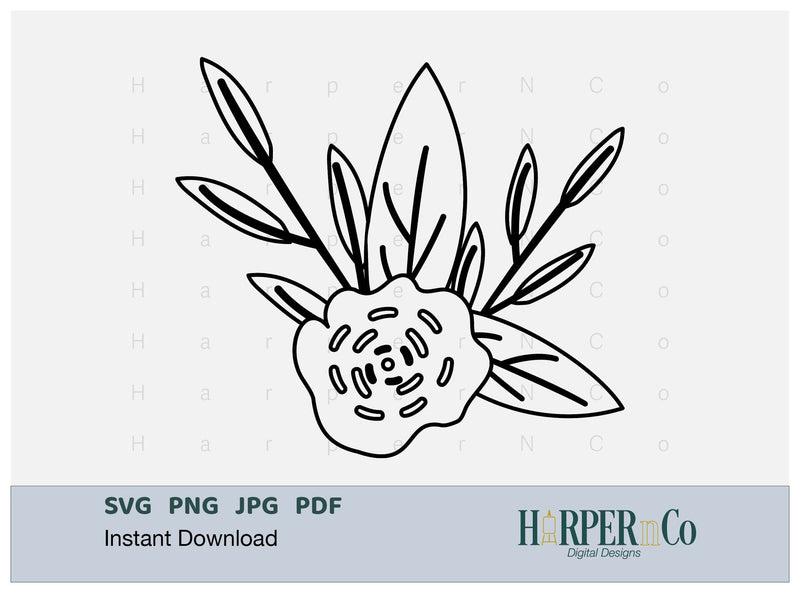 Flower Outline 12 SVG PNG Cut EPS File SVG HarperNCo 