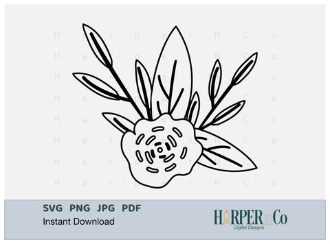 Flower Outline 12 SVG PNG Cut EPS File SVG HarperNCo 