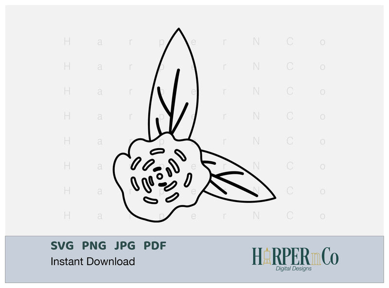 Flower Outline 14 SVG PNG Cut EPS File SVG HarperNCo 