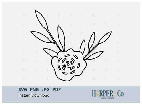 Flower Outline 15 SVG PNG Cut EPS File SVG HarperNCo 