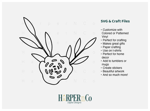 Flower Outline 15 SVG PNG Cut EPS File SVG HarperNCo 