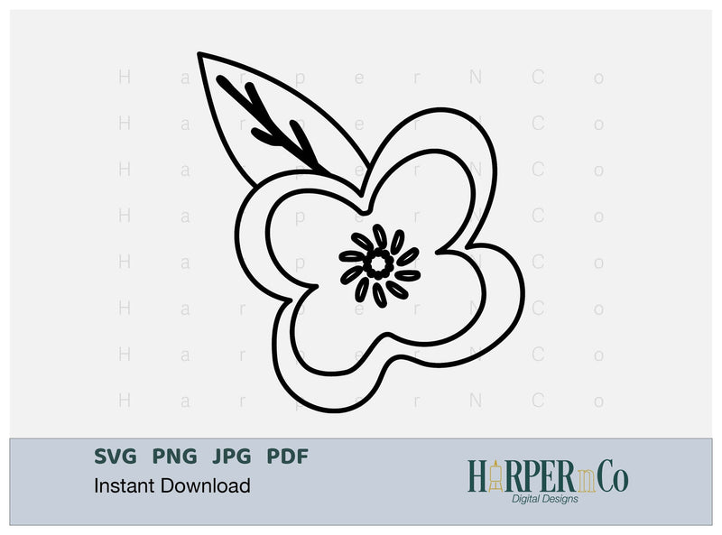 Flower Outline 16 SVG PNG Cut EPS File SVG HarperNCo 