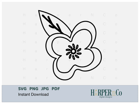 Flower Outline 16 SVG PNG Cut EPS File SVG HarperNCo 