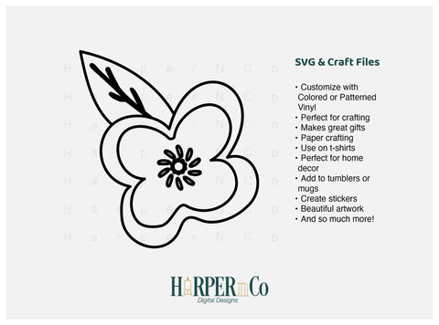 Flower Outline 16 SVG PNG Cut EPS File SVG HarperNCo 