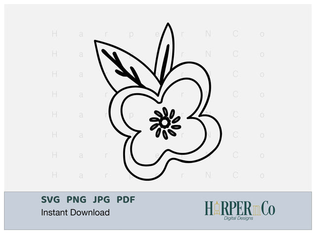 Flower Outline 2 PNG Cut EPS File SVG HarperNCo 