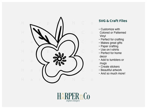 Flower Outline 2 PNG Cut EPS File SVG HarperNCo 