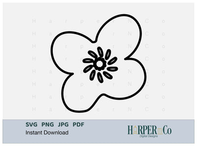 Flower Outline 3 SVG PNG Cut EPS File SVG HarperNCo 