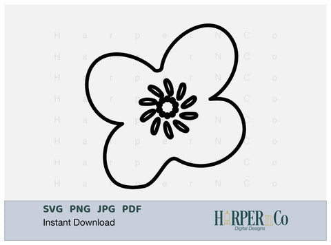 Flower Outline 3 SVG PNG Cut EPS File SVG HarperNCo 