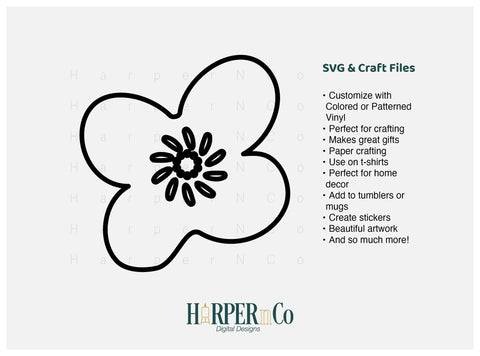Flower Outline 3 SVG PNG Cut EPS File SVG HarperNCo 