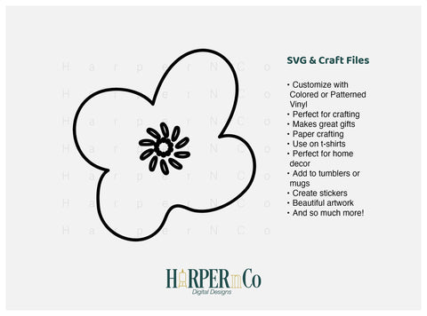 Flower Outline 4 SVG PNG Cut EPS File SVG HarperNCo 