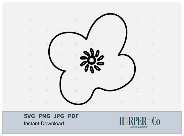 Flower Outline 4 SVG PNG Cut EPS File SVG HarperNCo 