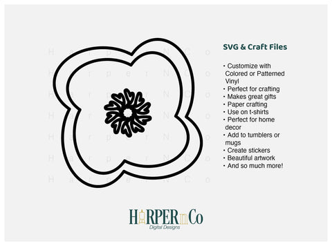 Flower Outline 5 SVG PNG Cut EPS File SVG HarperNCo 