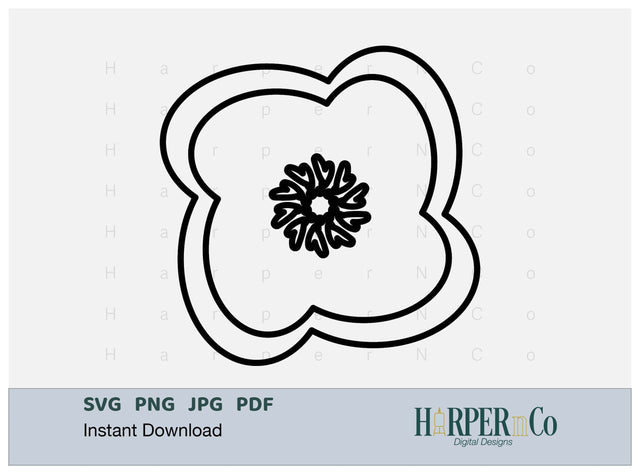 Flower Outline 5 SVG PNG Cut EPS File SVG HarperNCo 