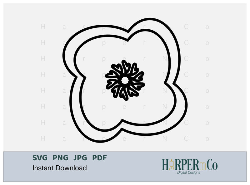 Flower Outline 5 SVG PNG Cut EPS File SVG HarperNCo 