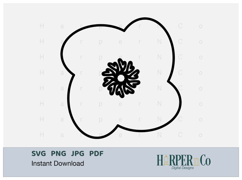 Flower Outline 6 SVG PNG Cut EPS File SVG HarperNCo 