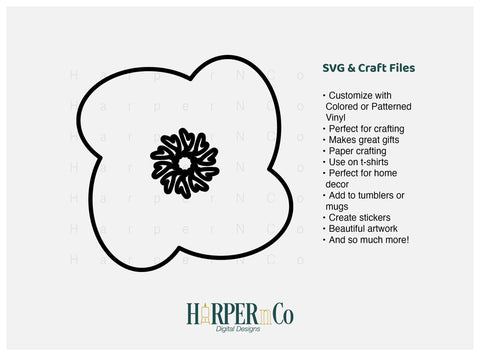 Flower Outline 6 SVG PNG Cut EPS File SVG HarperNCo 