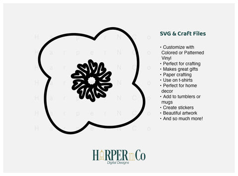 Flower Outline 7 SVG PNG Cut EPS File SVG HarperNCo 