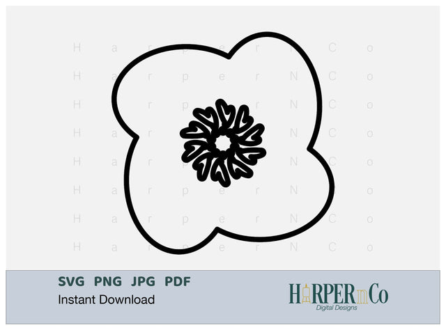 Flower Outline 7 SVG PNG Cut EPS File SVG HarperNCo 