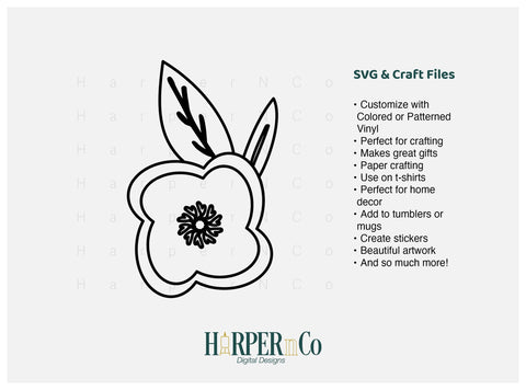 Flower Outline 8 SVG PNG Cut EPS File SVG HarperNCo 