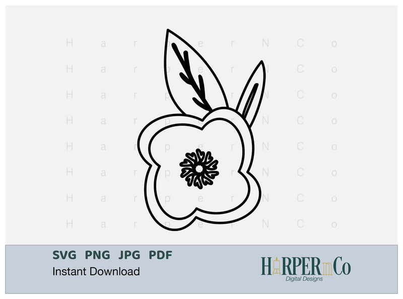 Flower Outline 8 SVG PNG Cut EPS File SVG HarperNCo 