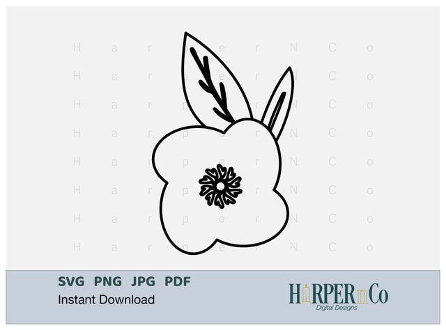 Flower Outline 9 SVG PNG Cut EPS File SVG HarperNCo 