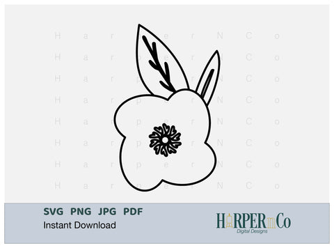 Flower Outline 9 SVG PNG Cut EPS File SVG HarperNCo 