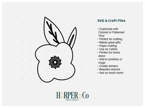 Flower Outline 9 SVG PNG Cut EPS File SVG HarperNCo 