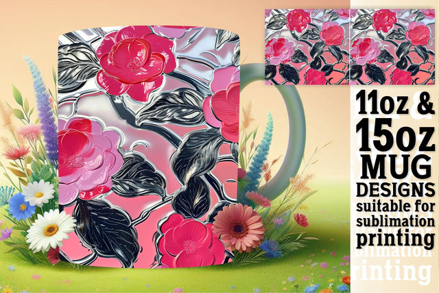 Flower Pattern for Mug Wrap 3D Sublimation afrosvg 