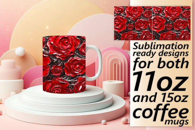 Flower Pattern Mug Wrap 3D Design Sublimation afrosvg 