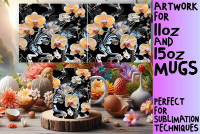 Flower Pattern Mug Wrap 3D Sublimation afrosvg 