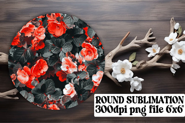 Flower Patterned Sublimation: Keychain, Car Coaster, Round Ornaments Sublimation afrosvg 